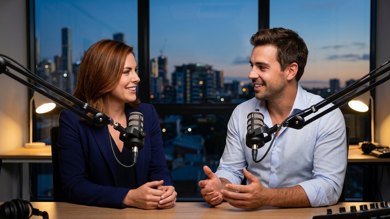 Sarah and Dan in the studio